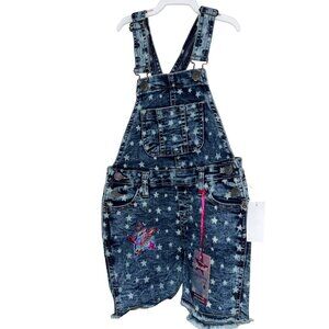Star-Patterned Denim Shortalls Size 6 By Vigoss